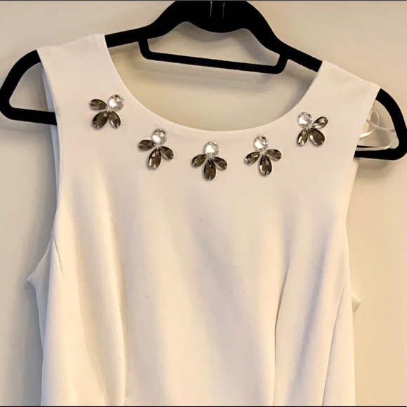 White Bedo Dress with Jewelled Neckline - Picture 2 of 5